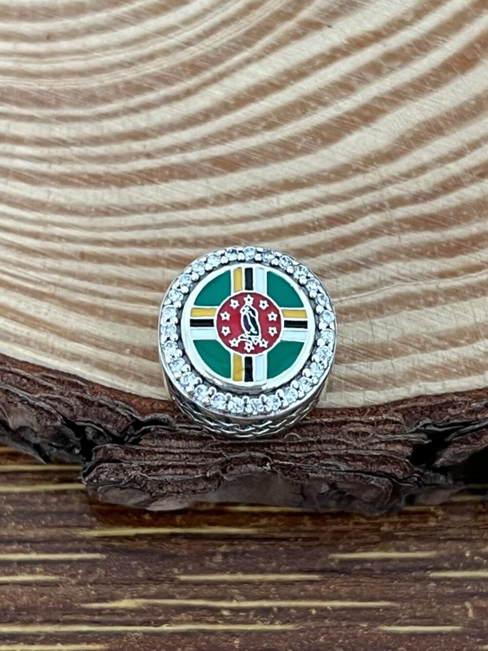 Pandora Dominica Flag Bead Charm S925 Silver Charm